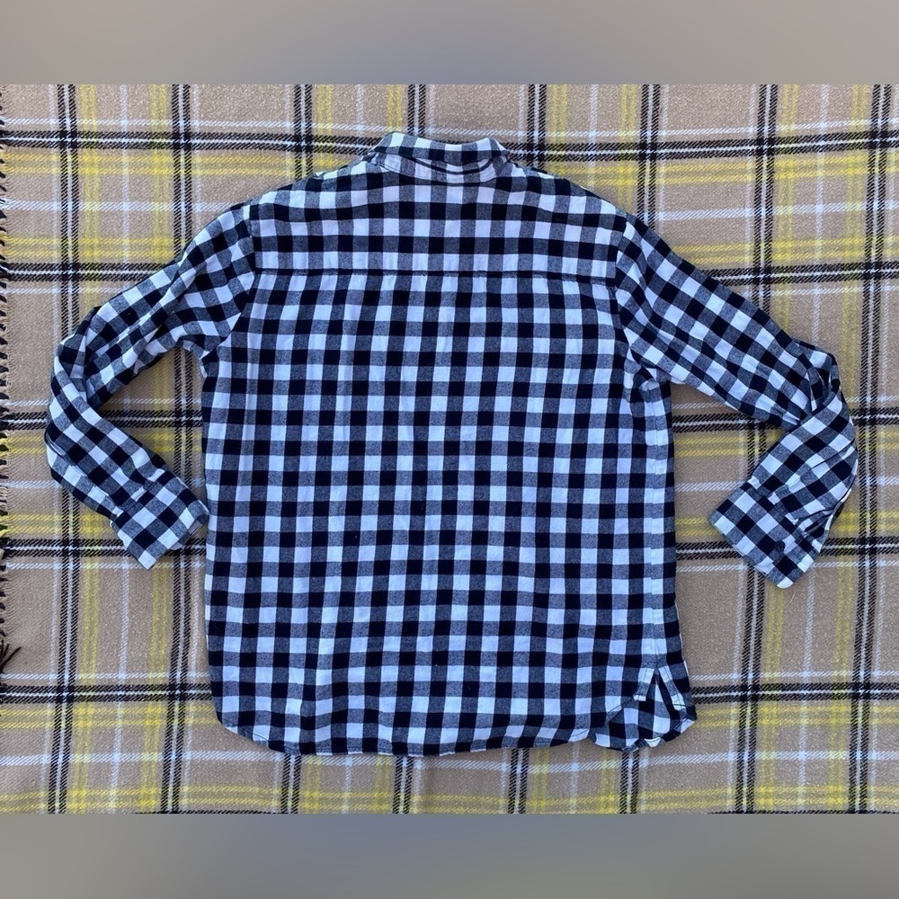 Madewell Classic Black and White Gingham Plaid Button Front Loose Fit Flannel - Picture 2 of 3